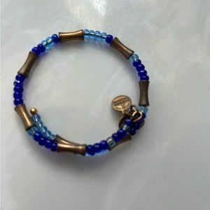 Alex and ani blue & gold beaded bangle